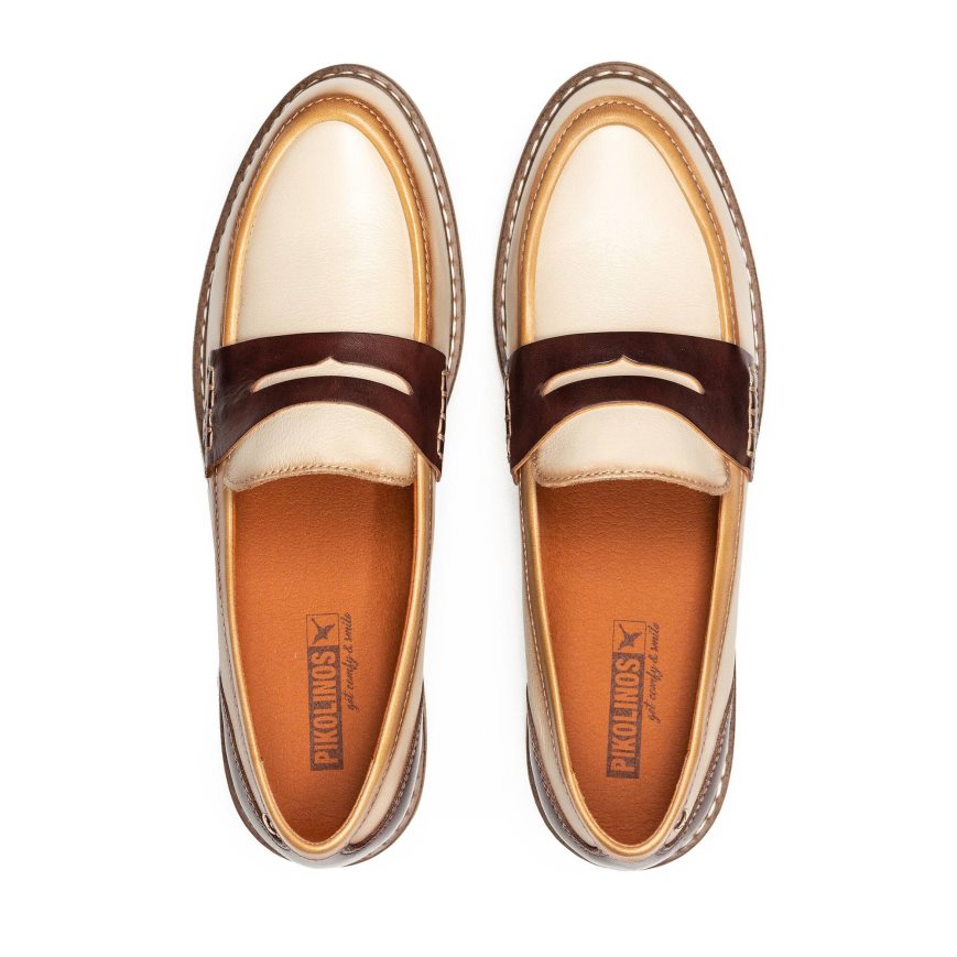 Women's Pikolinos ALDAYA Loafers Cream / Brown | NZ S5Q1209